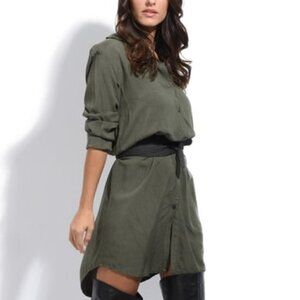NWOT Dioxide Long Sleeve Olive Green Shirt Dress